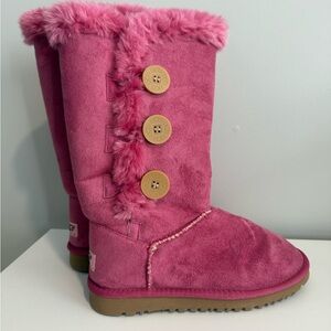 UGG Pink Suede Boots with Button Accents women’s size 6